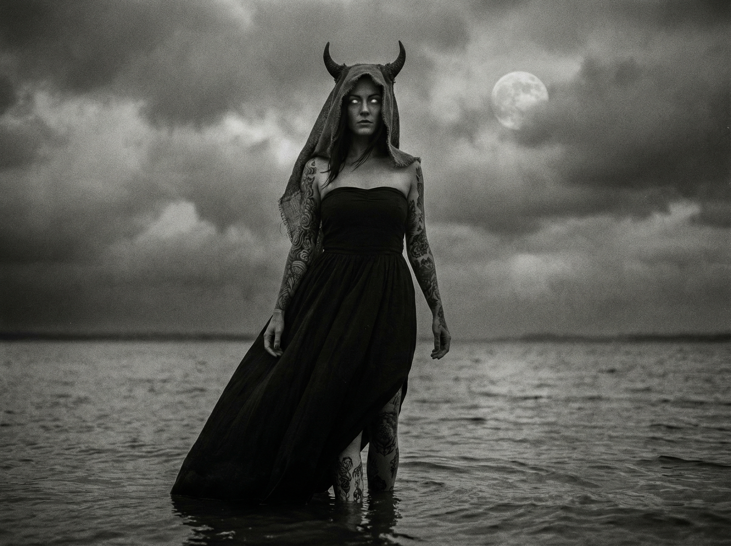 Seedance 2.0 video: A black and white, low-angle, medium shot of a vo...