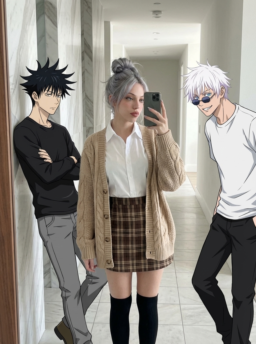 Seedance 2.0 video: Anime Mirror Selfie with Gojo & Megumi