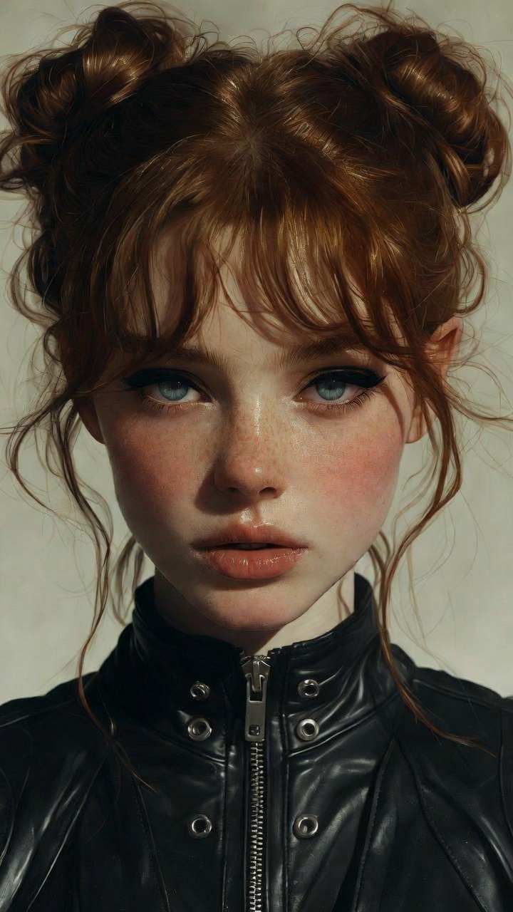 Seedance 2.0 video: A close-up portrait of a young woman with strikin...